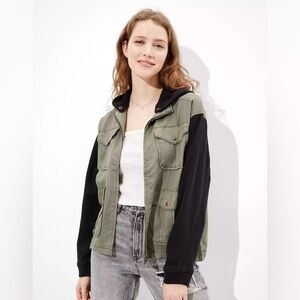 American Eagle Fleece Sleeve Military Jacket